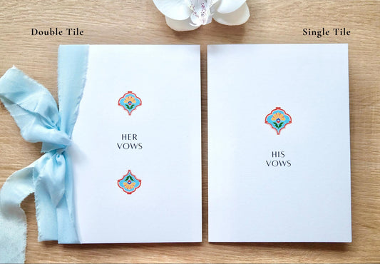 Minimalist Peranakan Tile Wedding Vow Cards