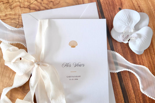 Mermaid & Clam Nautical Beach Wedding Vow Cards