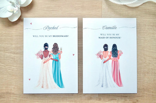 Custom Bridesmaid Proposal Cards - Personalised Illustration
