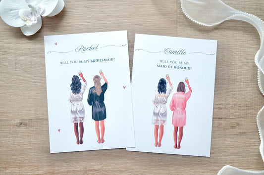 Custom Bridesmaid Proposal Card: Bridal Robe Illustration