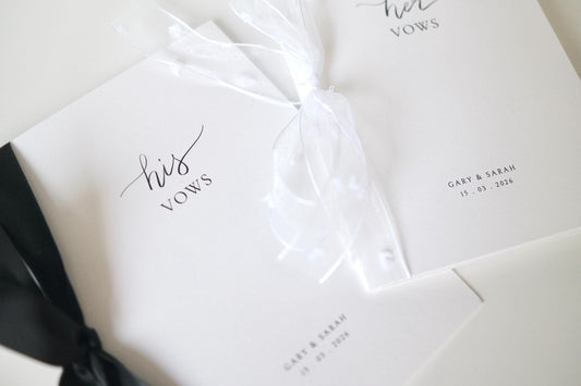 Minimalistic Calligraphy His & Her Vow Booklets