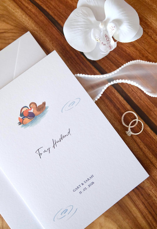 Mandarin Duck Wedding Vow Cards - Chinese Oriental Keepsake