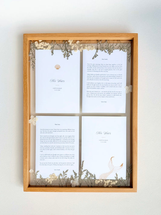 DIY Wooden Pressed-Floral Vow Frame - Create a Keepsake From Your Wedding Vows (Preorder – ships in 2 weeks)