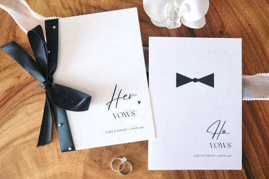 Bow Tie and Pearl Minimalist Vow Cards