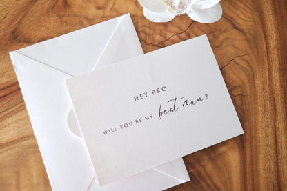 Hey Bro Groomsman Proposal Card (Cotton Options)