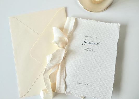 Romantic Rustic 'A Letter to My Husband and Wife' - Cotton Paper Vow Cards