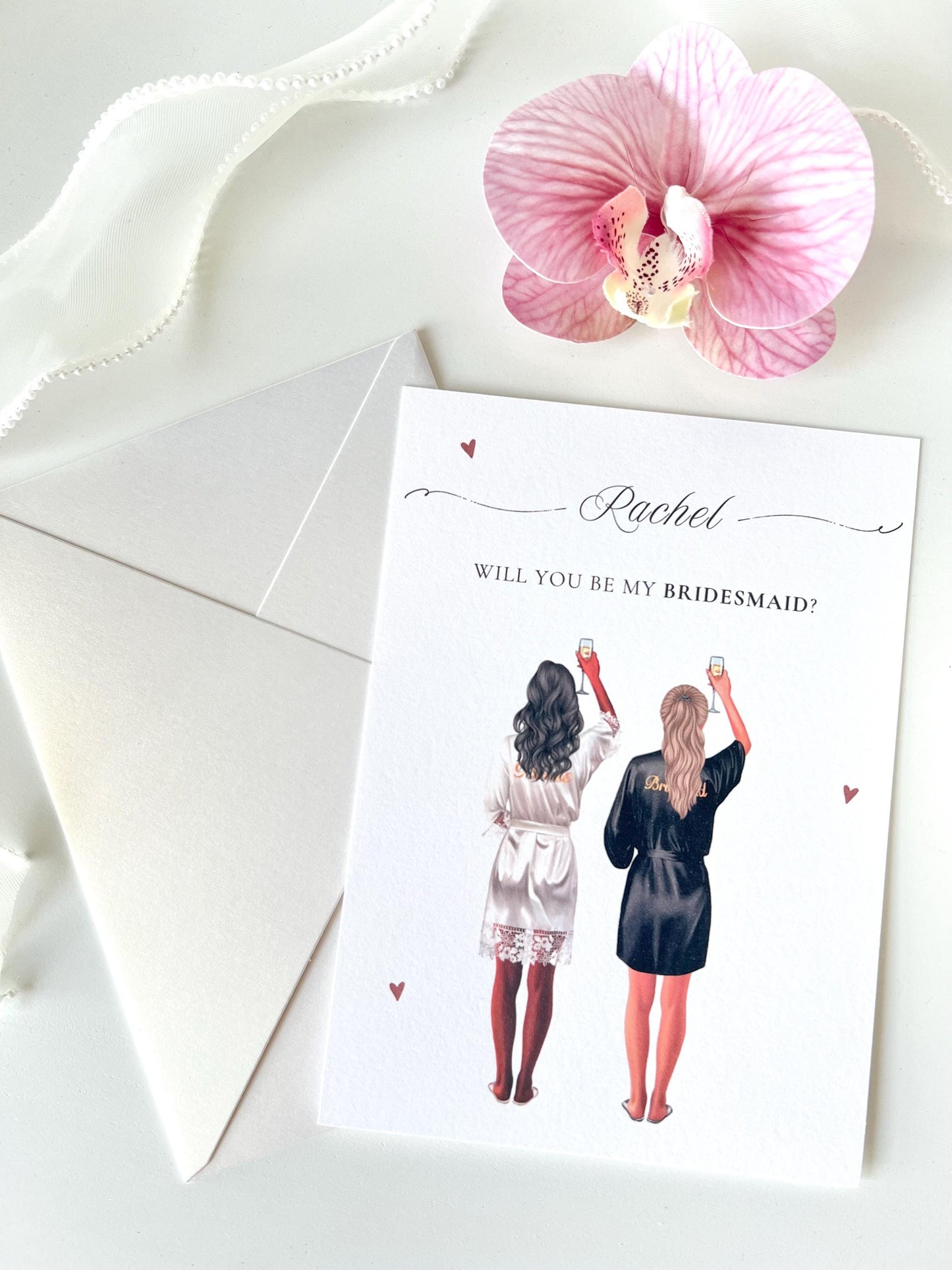Custom Bridesmaid Proposal Card: Bridal Robe Illustration