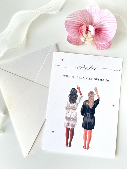 Custom Bridesmaid Proposal Card: Bridal Robe Illustration