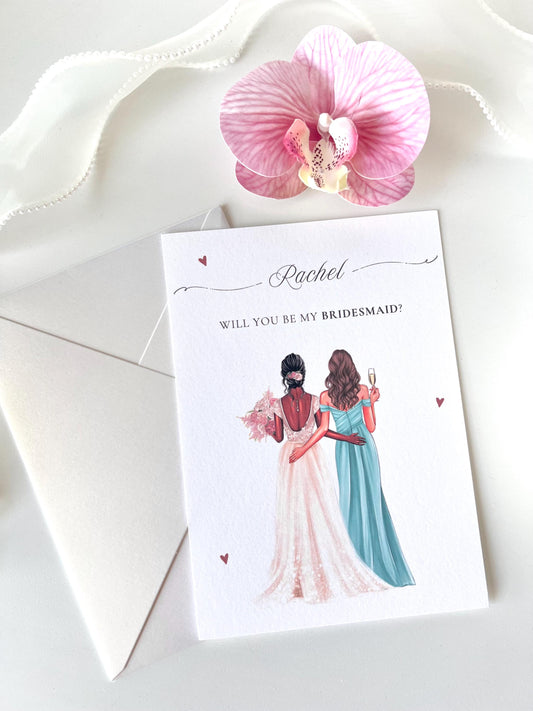 Custom Bridesmaid Proposal Cards - Personalised Illustration