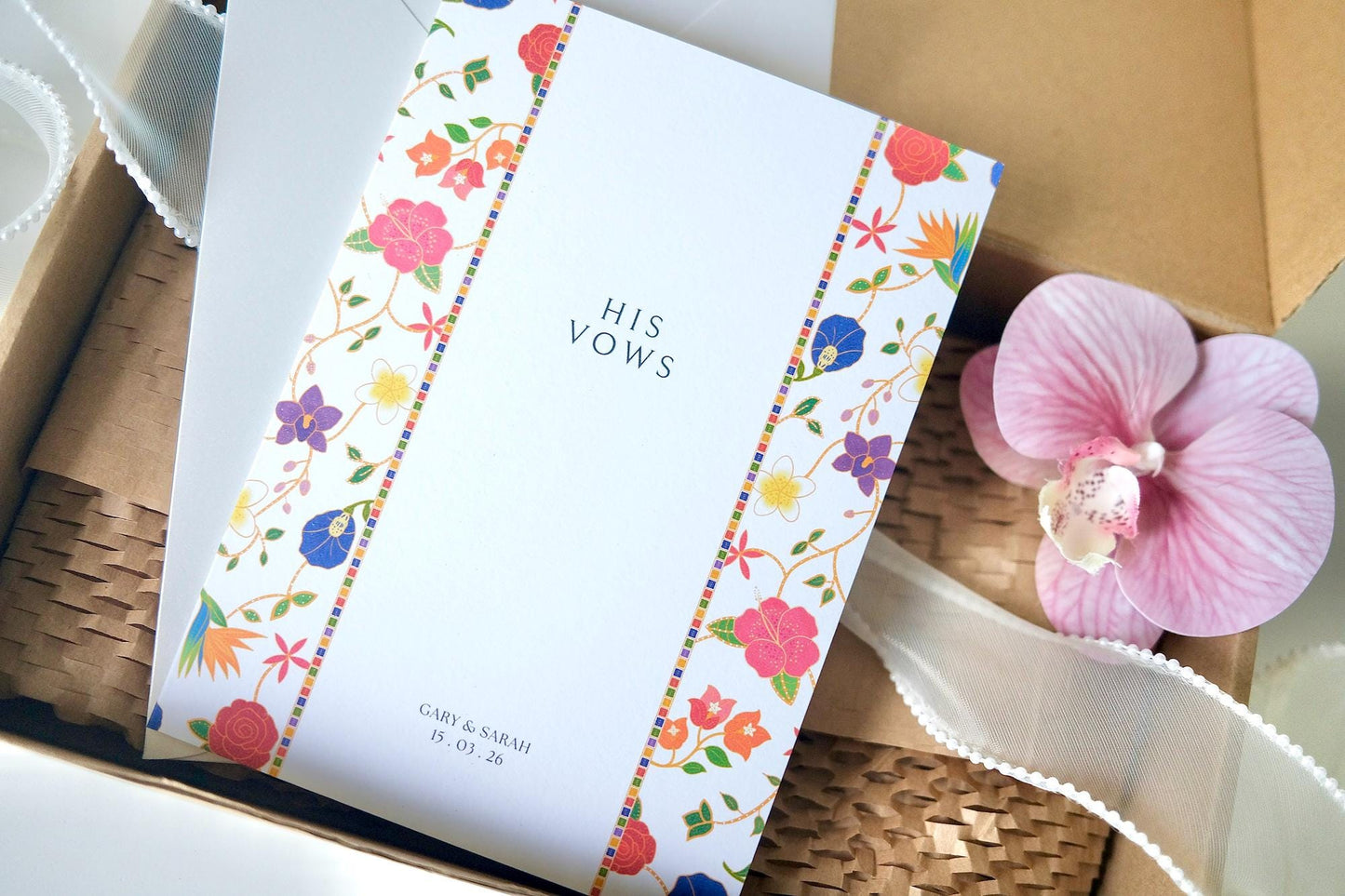 Orchid & Ink Signature - Singapore Batik Wedding Vow Cards