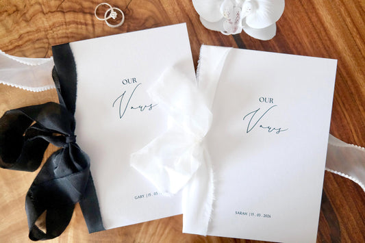 Minimalist Calligraphy Our Vows Wedding Card