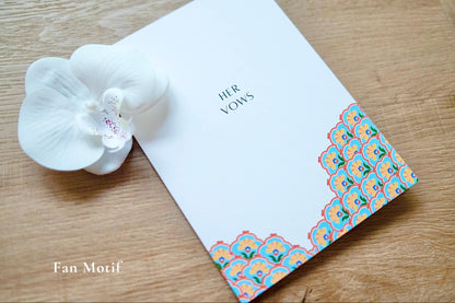Minimalist Peranakan Tile Wedding Vow Cards