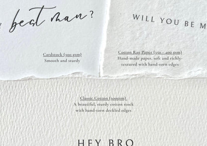 Hey Bro Groomsman Proposal Card (Cotton Options)