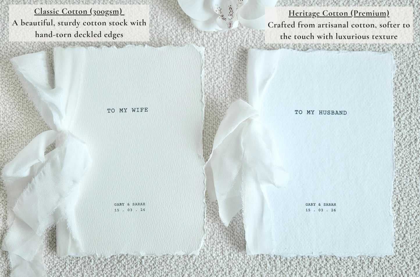 Rustic Typewriter Wedding Vow Cards - Cotton Paper