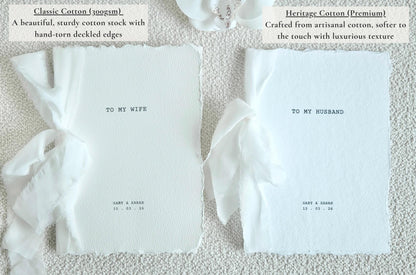 Rustic Typewriter Wedding Vow Cards - Cotton Paper