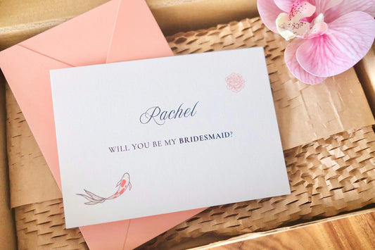 Oriental Koi Fish & Peony Bridal Party Invite