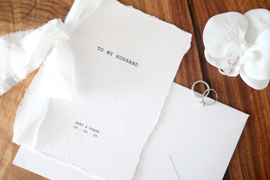 Rustic Typewriter Wedding Vow Cards - Cotton Paper