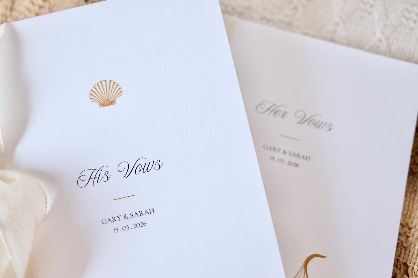 Mermaid & Clam Nautical Beach Wedding Vow Cards