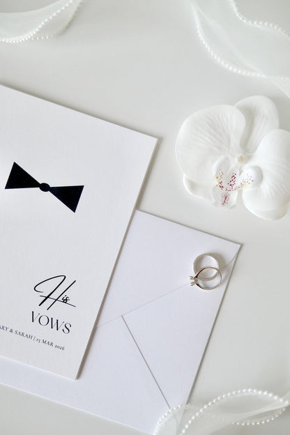 Bow Tie and Pearl Minimalist Vow Cards