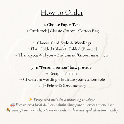 Cotton Paper Customisable Bridal Party Proposal Card