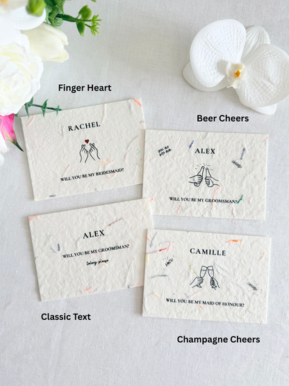 Quirky Hands Bridal Proposal Cards – Confetti Edition (4 Designs)
