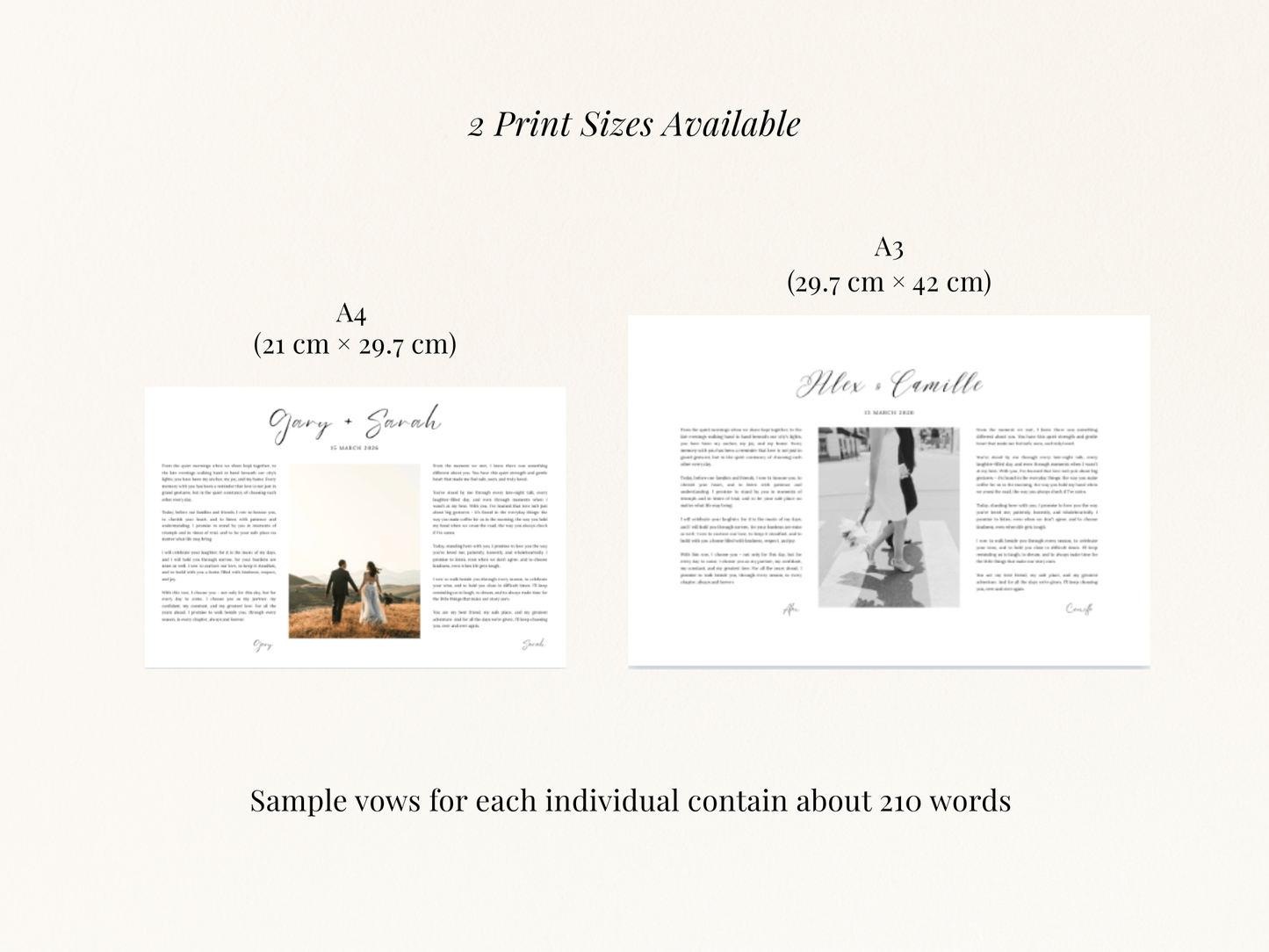 Wedding & Anniversary Vow Frame - A3 Custom Photo Keepsake (Teak / Walnut)