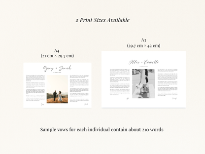 Wedding & Anniversary Vow Frame - A3 Custom Photo Keepsake (Teak / Walnut)