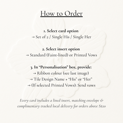 Minimalist Peranakan Tile Wedding Vow Cards