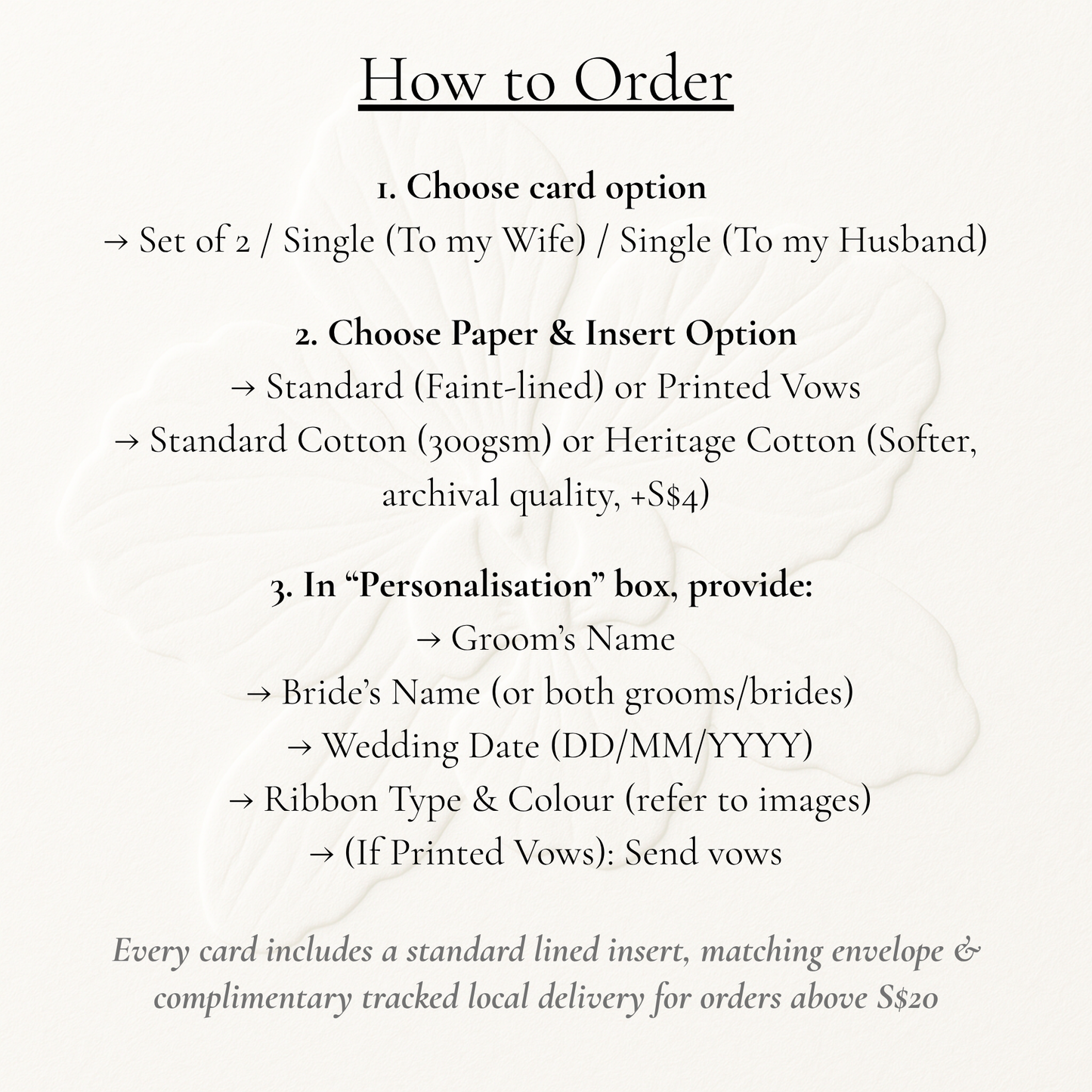 Romantic Rustic 'A Letter to My Husband and Wife' - Cotton Paper Vow Cards