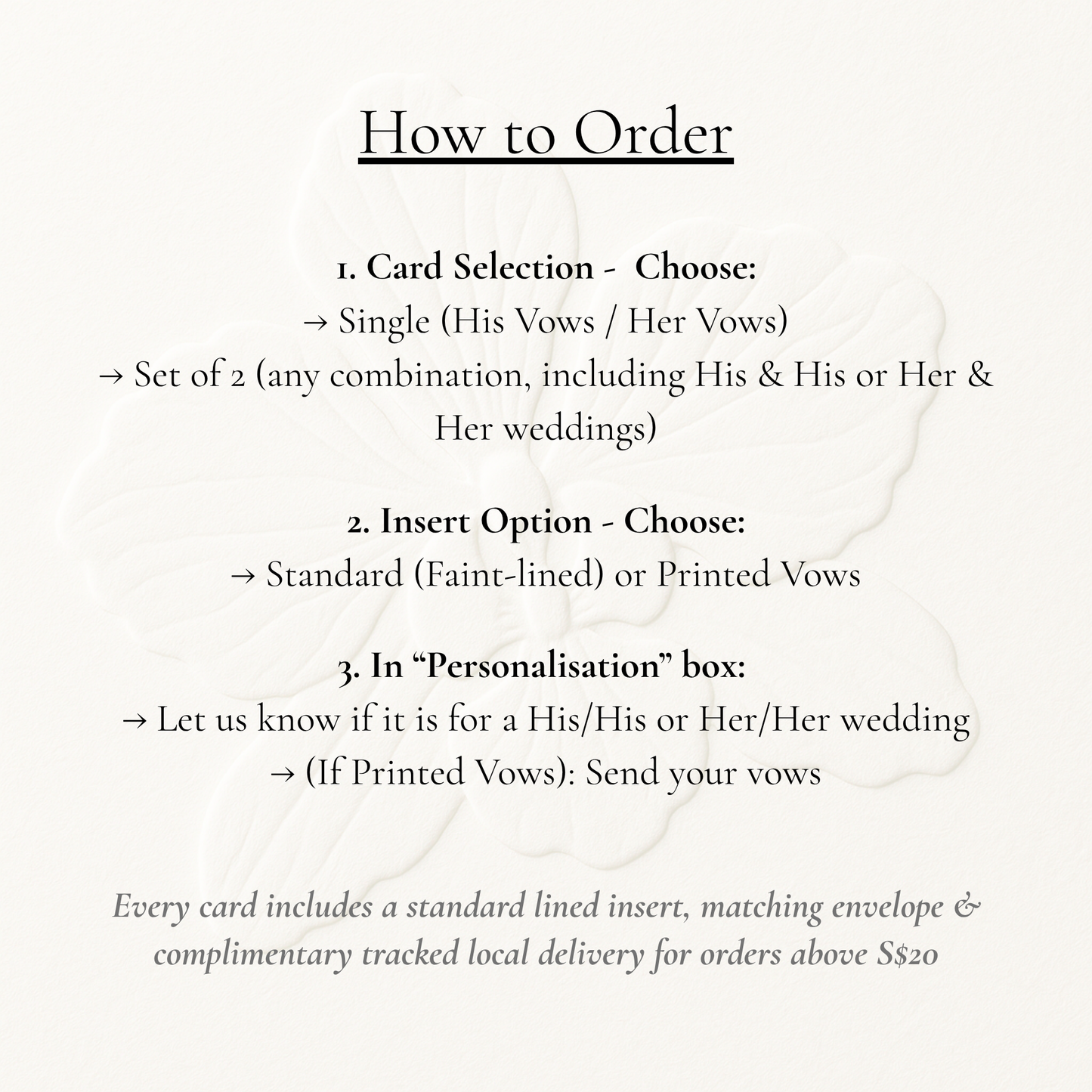 Minimalist Koi and Peony Wedding Vow Cards