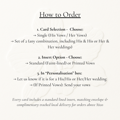 Minimalist Koi and Peony Wedding Vow Cards