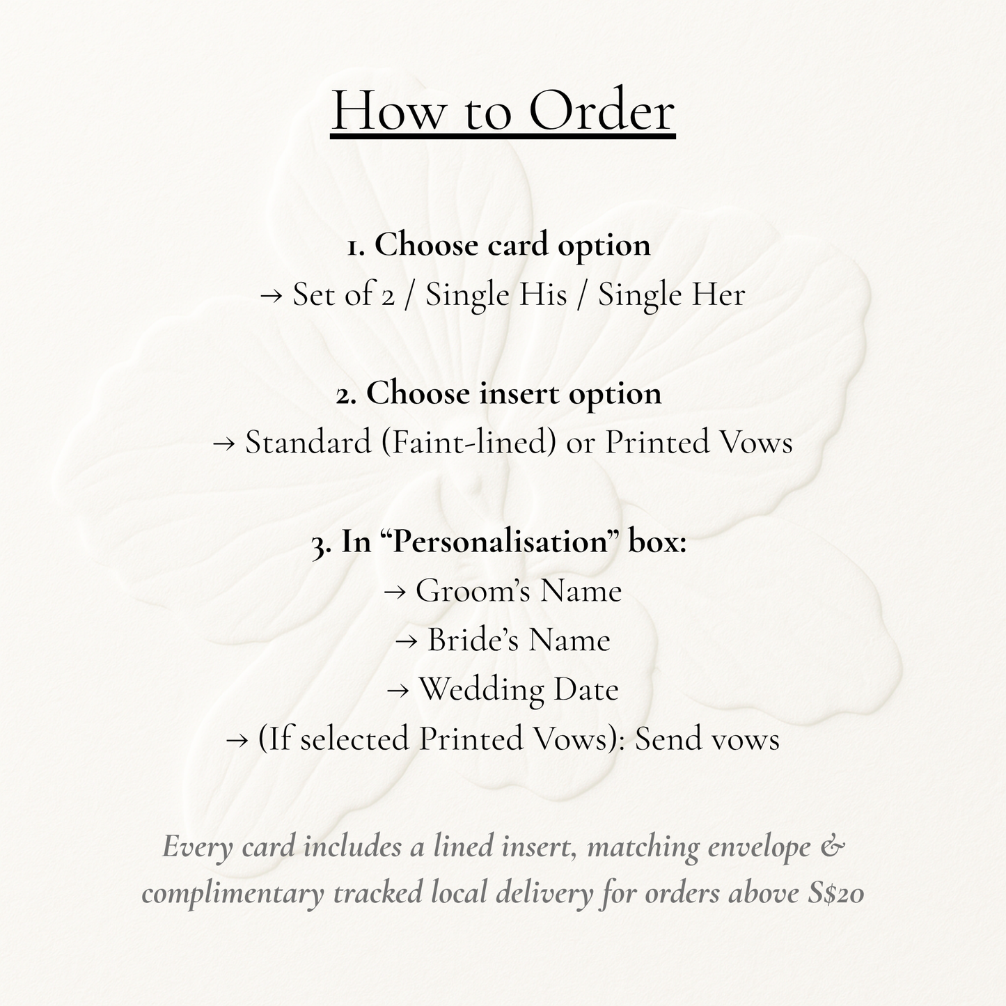 Orchid & Ink Signature - Singapore Batik Wedding Vow Cards