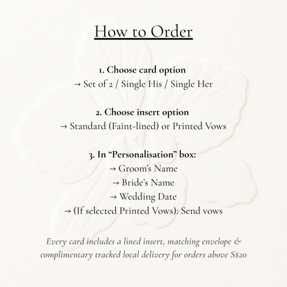 Orchid & Ink Signature - Singapore Batik Wedding Vow Cards