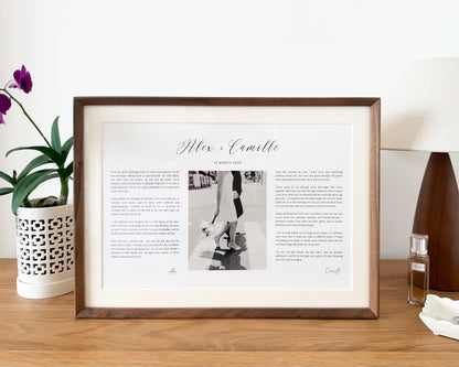 Wedding & Anniversary Vow Frame - A3 Custom Photo Keepsake (Teak / Walnut)