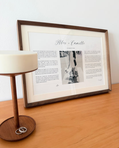 Wedding & Anniversary Vow Frame - A3 Custom Photo Keepsake (Teak / Walnut)