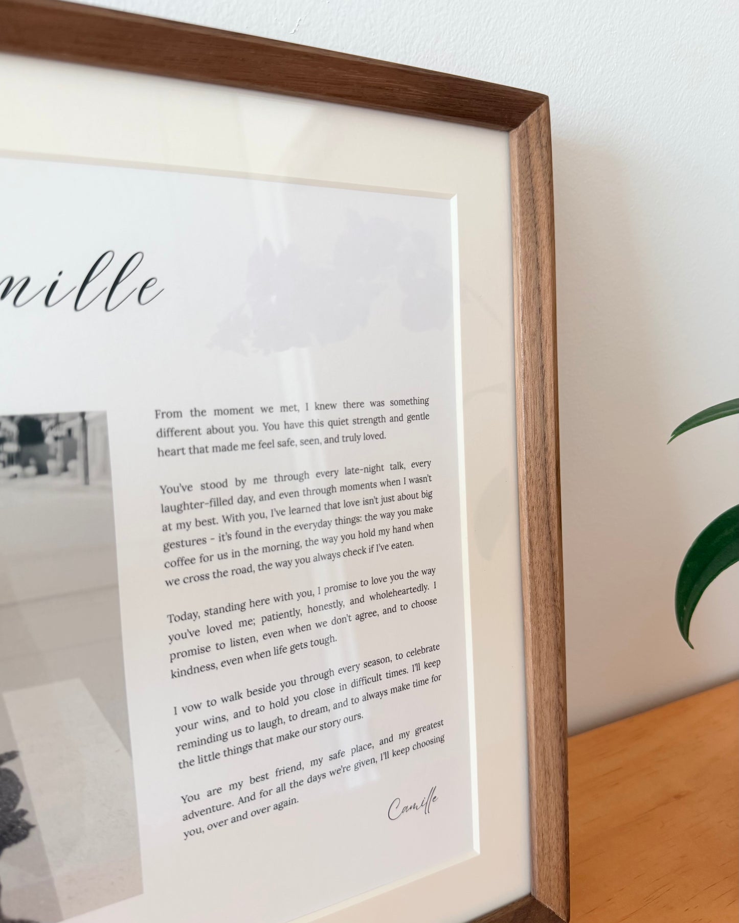 Wedding & Anniversary Vow Frame - A3 Custom Photo Keepsake (Teak / Walnut)