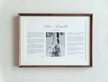 Wedding & Anniversary Vow Frame - A3 Custom Photo Keepsake (Teak / Walnut)