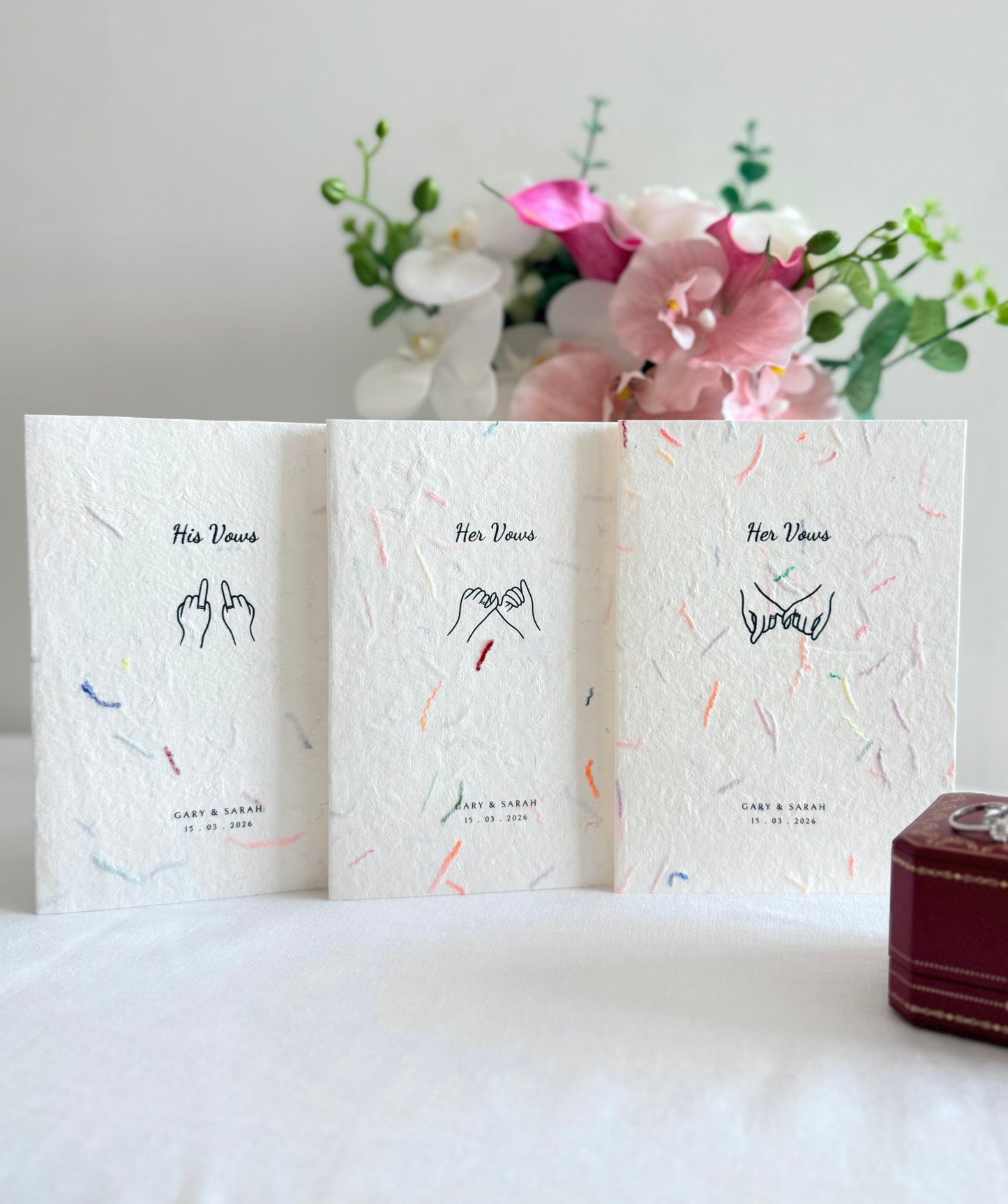 Quirky Hands Vow Cards – Confetti Texture Series