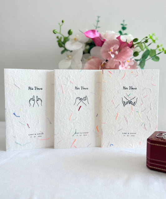 Quirky Hands Vow Cards – Confetti Texture Series