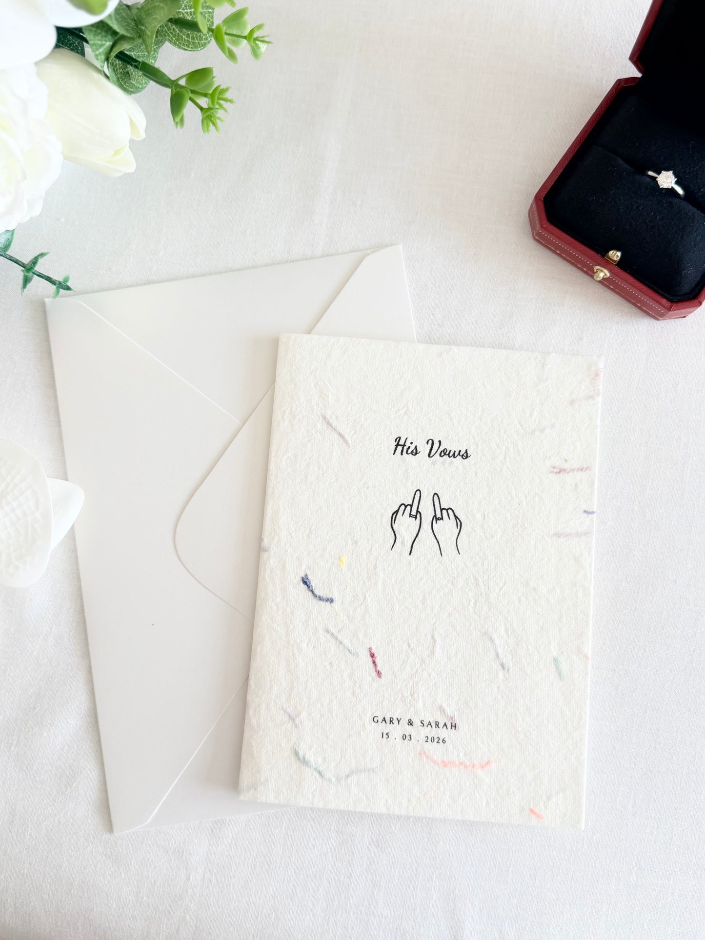 Quirky Hands Vow Cards – Confetti Texture Series