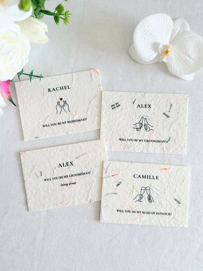 Quirky Hands Bridal Proposal Cards – Confetti Edition (4 Designs)