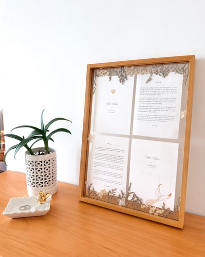 DIY Wooden Pressed-Floral Vow Frame - Create a Keepsake From Your Wedding Vows (Preorder – ships in 2 weeks)