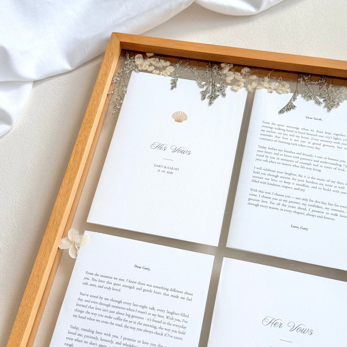 DIY Wooden Pressed-Floral Vow Frame - Create a Keepsake From Your Wedding Vows (Preorder – ships in 2 weeks)