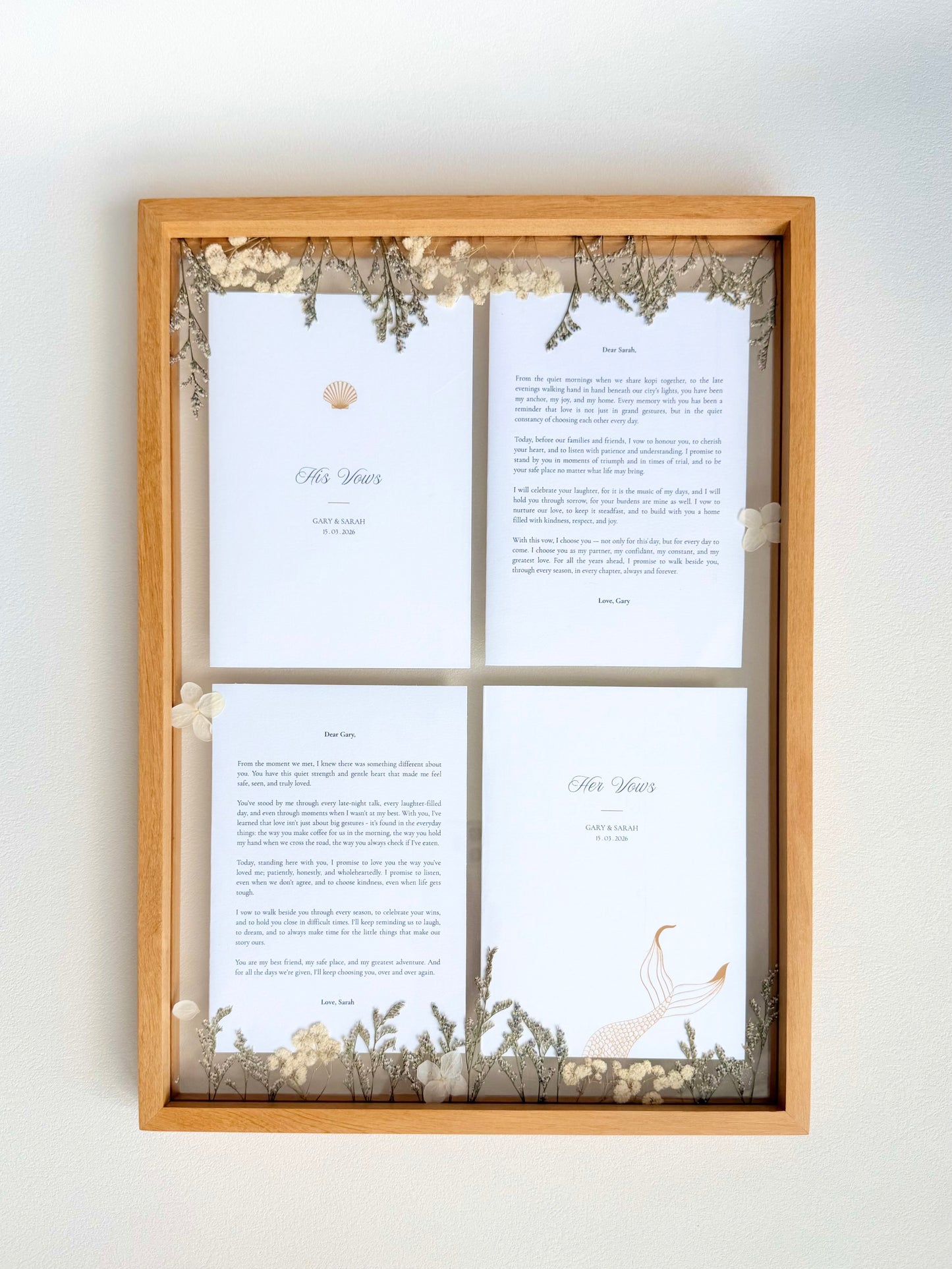 DIY Wooden Pressed-Floral Vow Frame - Create a Keepsake From Your Wedding Vows (Preorder – ships in 2 weeks)