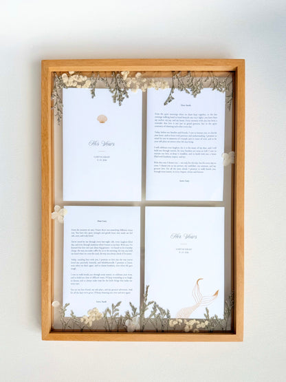DIY Wooden Pressed-Floral Vow Frame - Create a Keepsake From Your Wedding Vows (Preorder – ships in 2 weeks)