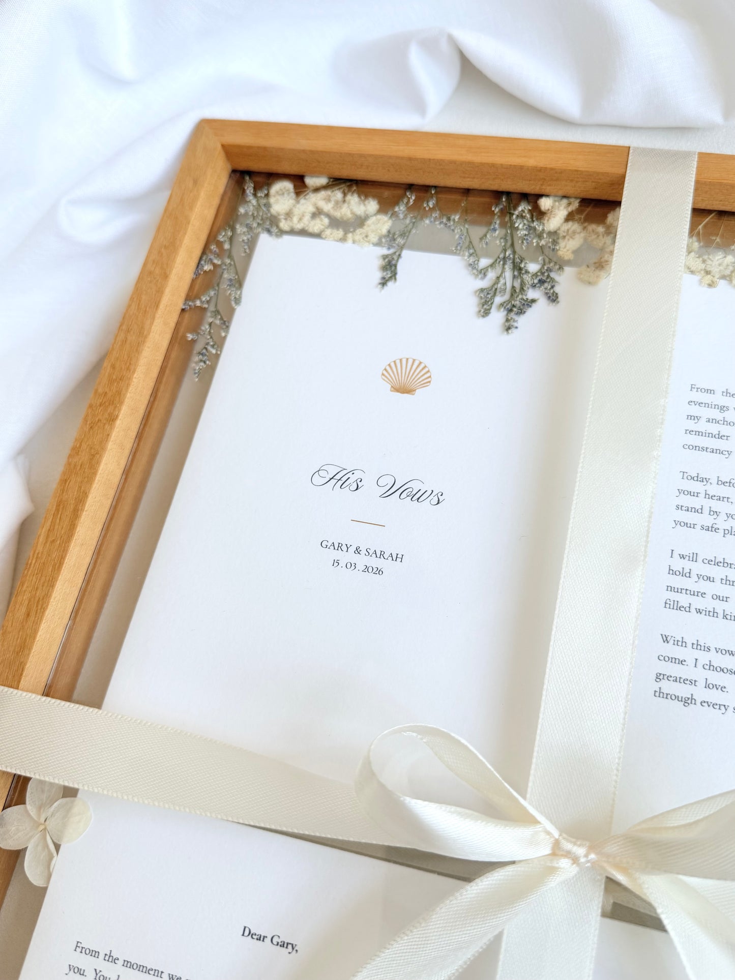 DIY Wooden Pressed-Floral Vow Frame - Create a Keepsake From Your Wedding Vows (Preorder – ships in 2 weeks)