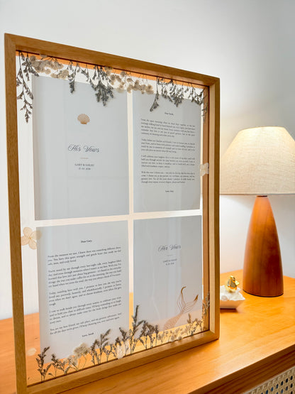DIY Wooden Pressed-Floral Vow Frame - Create a Keepsake From Your Wedding Vows (Preorder – ships in 2 weeks)