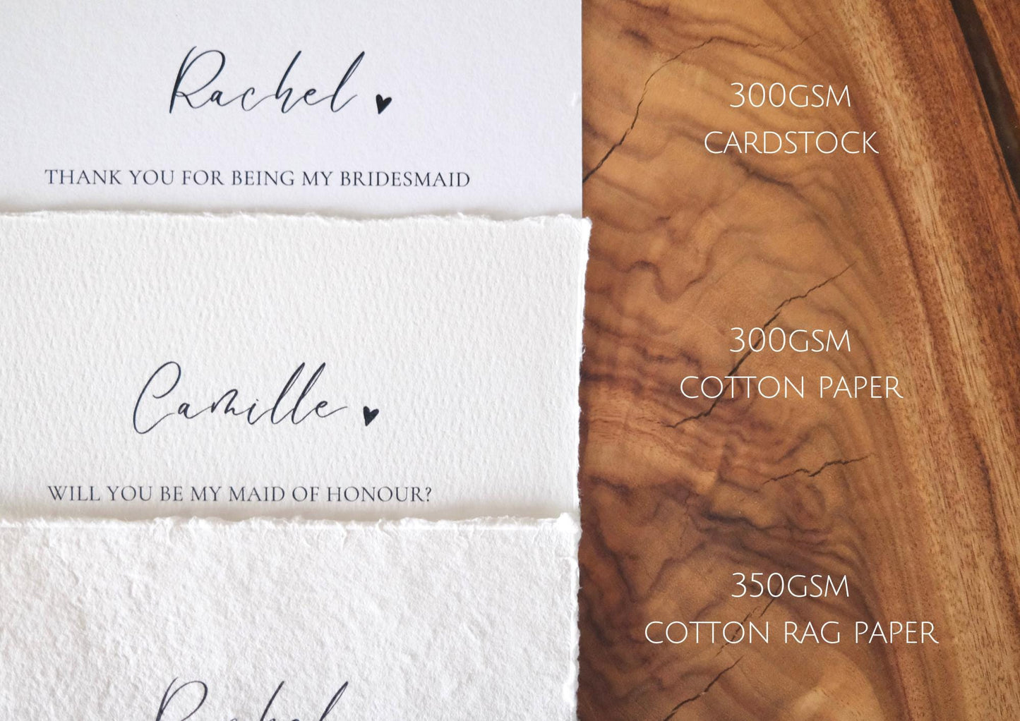Cotton Paper Customisable Bridal Party Proposal Card