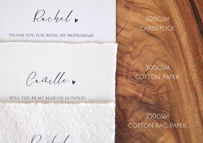 Cotton Paper Customisable Bridal Party Proposal Card