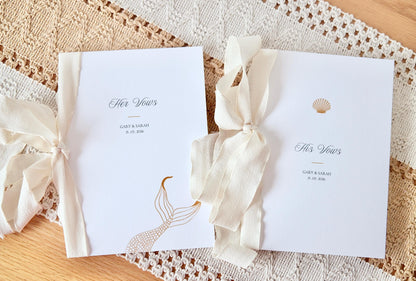 Mermaid & Clam Nautical Beach Wedding Vow Cards